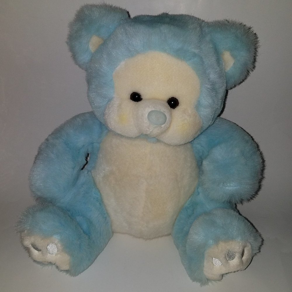 Russ Berrie Blue Teddy Bear Rattle Lovey Plush